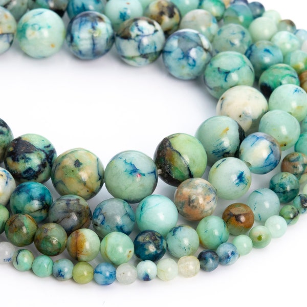 Genuine Natural Chrysocolla Azurite Loose Beads Round Shape 6mm 8mm 10mm