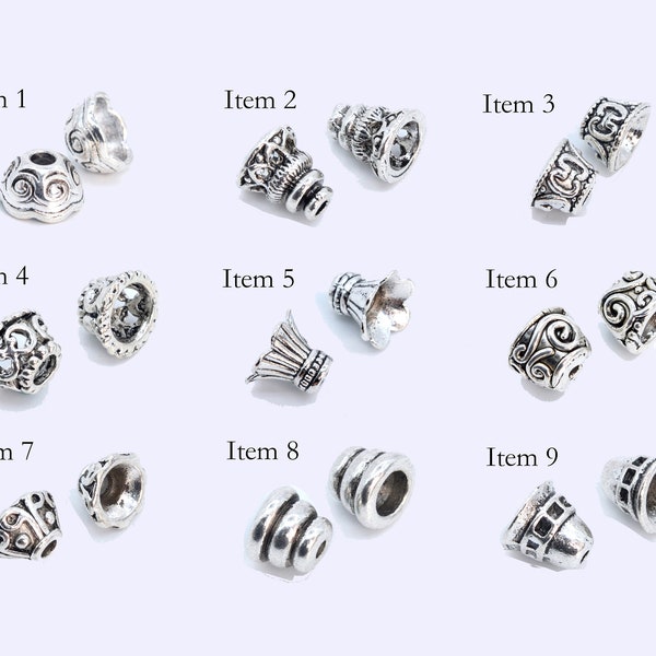 30 pcs Bead Caps Spacers End Cap DIY Jewelry Making - Antique Silver Tone