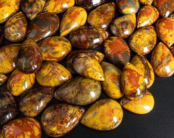 Natural South Africa Yellow Pietersite Pendant-Teardrop Pietersite Top Drilled Cabochon Gemstone Pendant