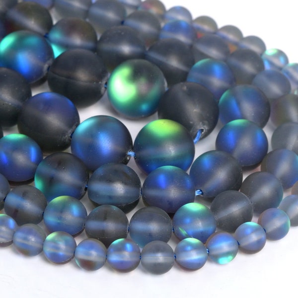 Matte Black Rainbow Mystic Aura Quartz Loose Beads Round Shape 6mm 8mm 10mm 12mm