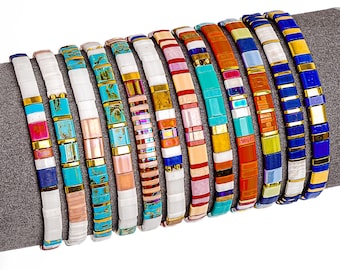 SPIAGGIA ESTIVA - Bracciale Tila Tile, braccialetti impilabili con perline di vetro Boho, gioielli estivi, braccialetti da spiaggia