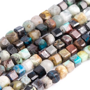 Genuine Natural Multicolor Turquoise Loose Beads Beveled Edge Faceted Cube Shape 2mm