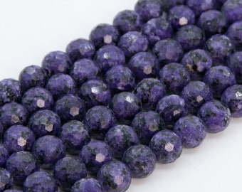 Deep Purple Treated Charoite Loose Beads Grade A Micro Faceted Round Shape 8mm 10mm