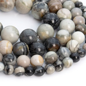 Genuine Natural Gray Picasso Jasper Loose Beads Africa Round Shape 8mm 15mm