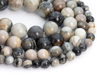 Genuine Natural Gray Picasso Jasper Loose Beads Africa Round Shape 8mm 15mm