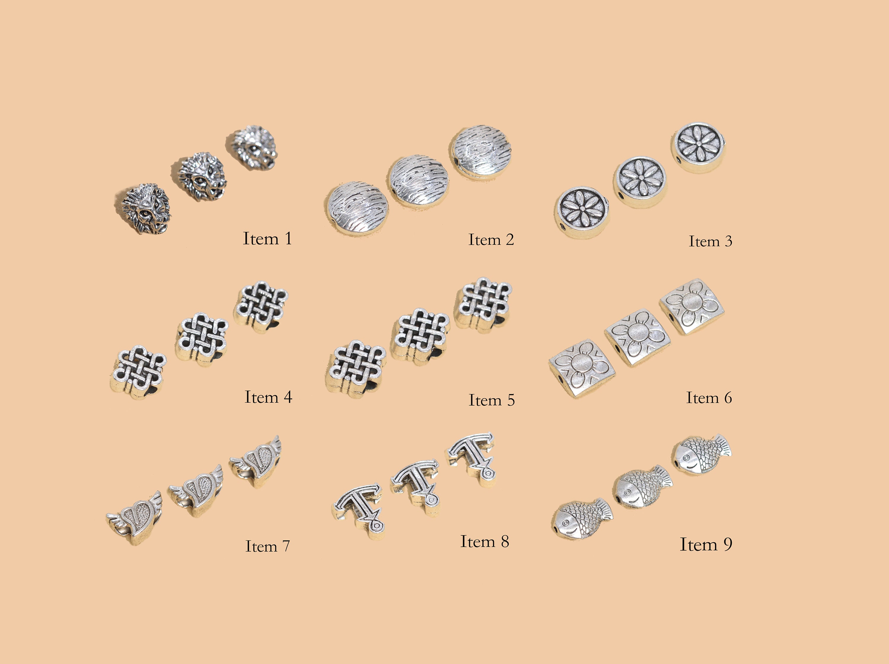 10 pcs 10x10mm Square Spacer Beads Antique Silver Tone 63585-2407