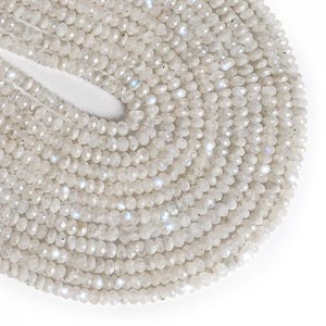 India Genuine Natural Rainbow Moonstone Loose Beads Grade AA Faceted Rondelle Shape 6x4mm