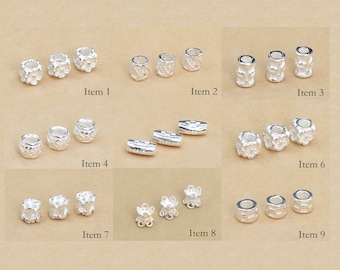 5 Pcs Sterling Silver Spacer Beads DIY Jewelry Making