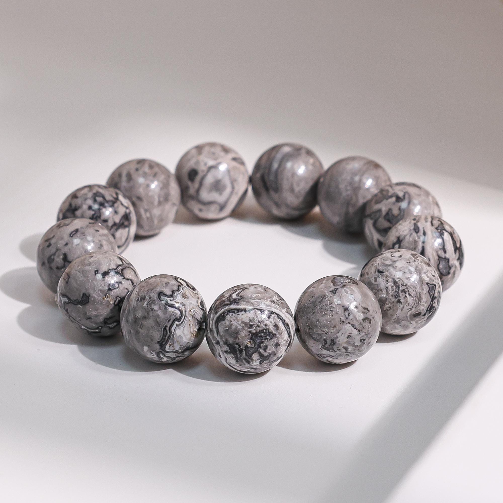 16MM Genuine Natural Gray Crazy Lace Jasper A Round Big Size Beads