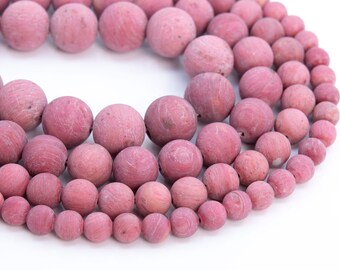 Véritable naturel mat rose clair rose rhodonite perles lâches forme ronde 6-7mm 8-9mm 10-11mm 12-13mm