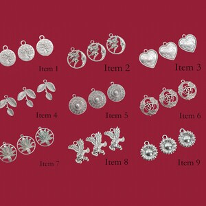 2 Pcs Antique Sliver Tone Charm Zinc Alloy Metal - Tree Round /Round With Moon/Heart/Leaves/Round/Yoga OM /Lotus Round /Eagle /Sunflower