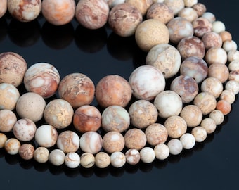 Matte Milky White Sea Sediment Imperial Jasper Loose Beads Round Shape 6mm 8mm 10mm