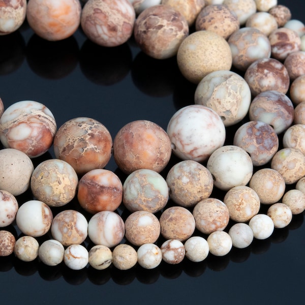 Matte Milky White Sea Sediment Imperial Jasper Loose Beads Round Shape 6mm 8mm 10mm