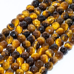 Genuine Natural Hawk Eye Yellow Tiger Eye Loose Beads Grade AAA Faceted Round Shape 4mm
