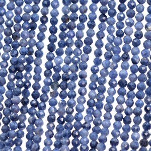 Véritable saphir clair naturel, perles non serties, qualité AA, facettes, forme ronde 2 mm 3 mm 3-4 mm