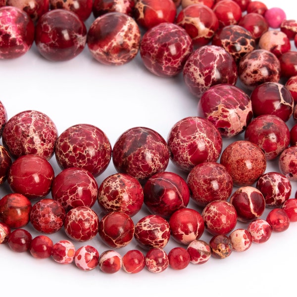 Scarlet Red Sea Sediment Imperial Jasper Loose Beads Round Shape 6mm 8mm 10mm 12mm