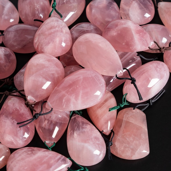 Top / Side Drilled Cabochon Different Shape Stone Pendant - Genuine Natural Pink Rose Quartz