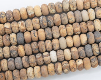 Genuine Natural Matte Brown Picture Jasper Loose Beads Rondelle Shape 10x6MM