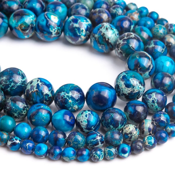 Deep Blue Sea Sediment Imperial Jasper Loose Beads Round Shape 6mm 8mm 10mm