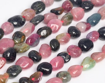 Genuine Natural Multicolor Tourmaline Loose Beads Grade AA Pebble Nugget Shape 4-7mm