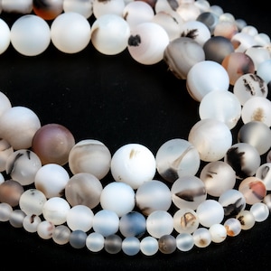 Genuine Natural Matte Flower Agate Loose Beads Round Shape 6mm 8mm 10mm