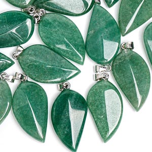 Genuine Natural Green Leaf Aventurine Top Drilled Healing Gemstone Pendant