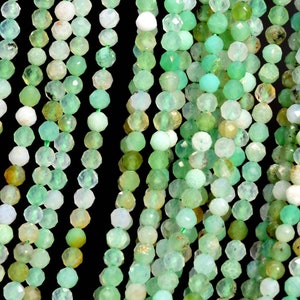 Genuine Natural Chrysoprase / Australian Jade Loose Beads Faceted Round Shape 2mm