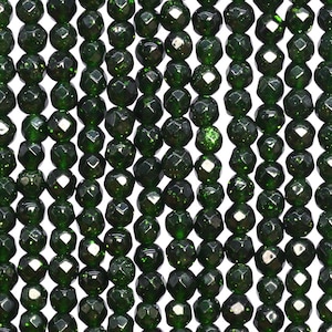 Dark Green Goldstone Loose Beads Faceted Round Shape 4mm