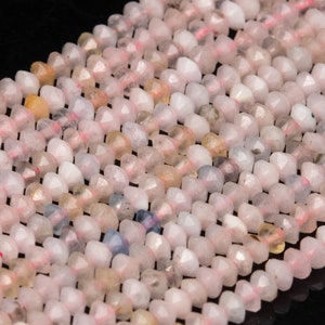 Genuine Natural Beryl Morganite Aquamarine Loose Beads Grade AA Faceted Rondelle Shape 3x2mm