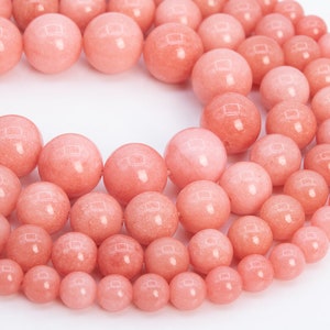 Coral Pink Color Quartz Loose Beads Round Shape 6mm 8mm 10mm 12mm