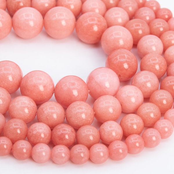 Coral Pink Color Quartz Loose Beads Round Shape 6mm 8mm 10mm 12mm