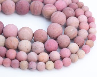 Véritable fleur haïtienne mate naturelle Rhodonite perles en vrac forme ronde 6mm 8mm 10mm 15mm