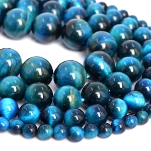 Blue Green Tiger Eye Loose Beads Grade AAA Round Shape 6mm 8mm 10mm
