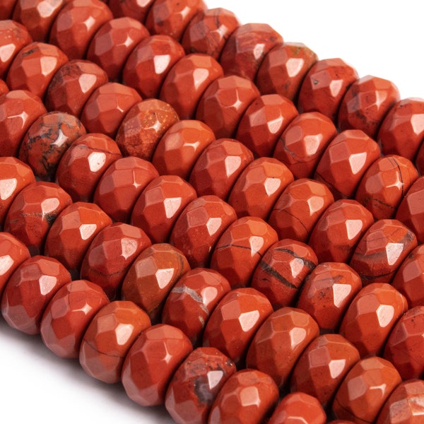 Red Jasper Beads Grade AAA Genuine Natural Gemstone Faceted Rondelle Loose Beads 10x6MM