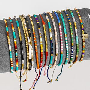 Boho Tiny Beaded Bracelet,Colorful Seed Bead Friendship Stacking Adjustable bracelet,Summer Vibes Matching Bracelets