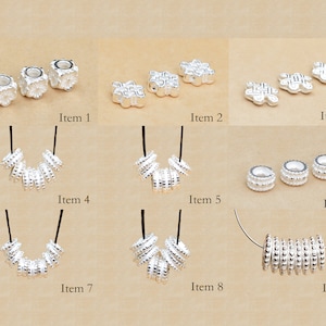 2 Pcs Sterling Silver Spacer Beads DIY Jewelry Making