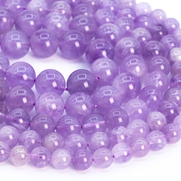 Genuine Natural Lavender Amethyst Loose Beads Grade AA Round Shape 6mm 7-8mm 8mm 9-10mm 10mm 11-12mm 12mm