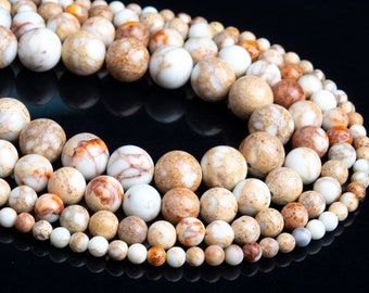 Milky White Sea Sediment Imperial Jasper Loose Beads Round Shape 6mm 8mm 10mm