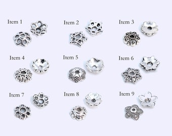 50 pcs Bead Caps Spacers End Cap DIY Jewelry Making - Antique Silver Tone