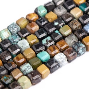 Genuine Natural Multicolor Turquoise Loose Beads Grade AA Faceted Cube Shape 2x2mm