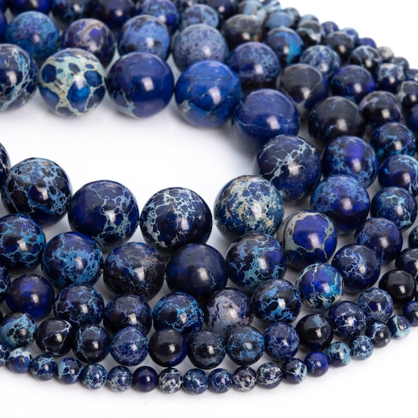 Stormy Ocean Blue Sea Sediment Imperial Jasper Loose Beads Round Shape 6mm 8mm 10mm 12mm