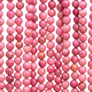 Genuine Natural Rose Pink Rhodonite Loose Beads Round Shape 4-5mm