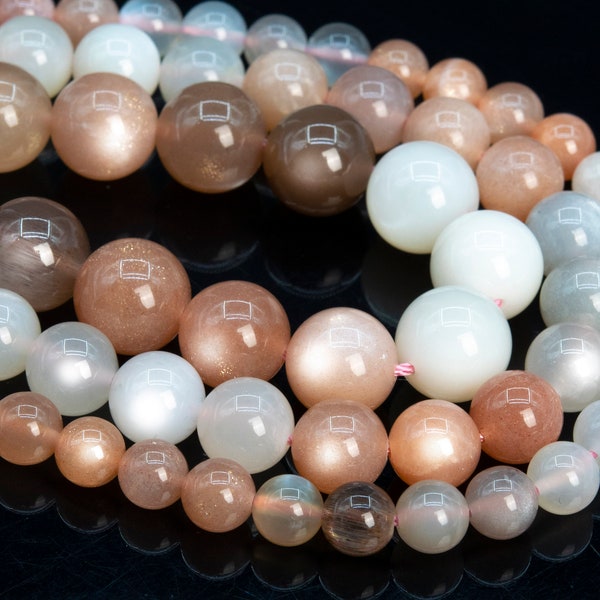 Genuine Natural Flash Multicolor Moonstone Loose Beads Grade AAA Round Shape 6mm 8mm 10mm