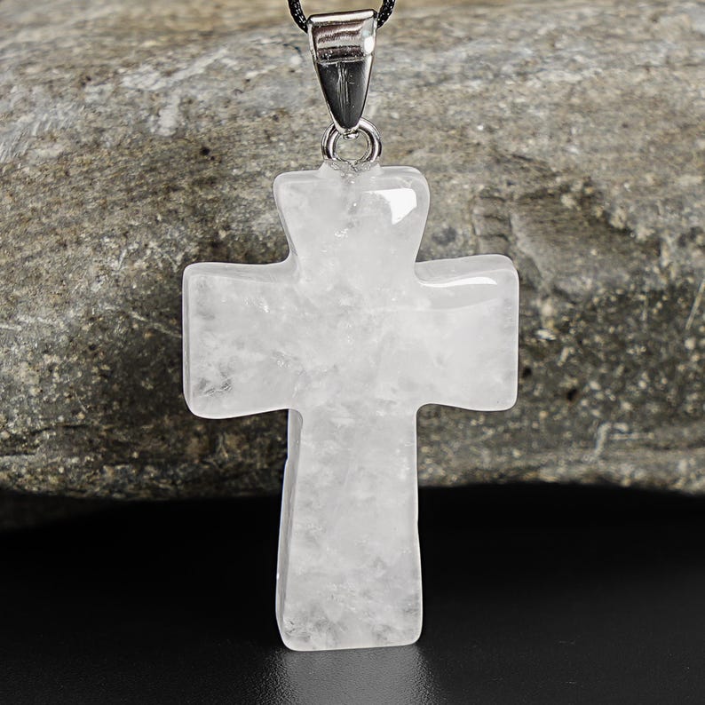 Pretty Translucent Crosses Genuine Natural White Cross Crystal Quartz Top Drilled Healing Gemstone ...