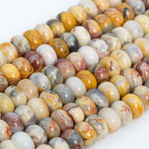 Genuine Natural Orange Cream Crazy Lace Agate Loose Beads Rondelle Shape 10x6mm