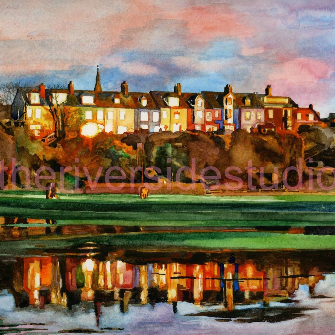 Alnmouth Art, Lovaine Terrace Sunset Alnmouth, Limited Edition Mounted