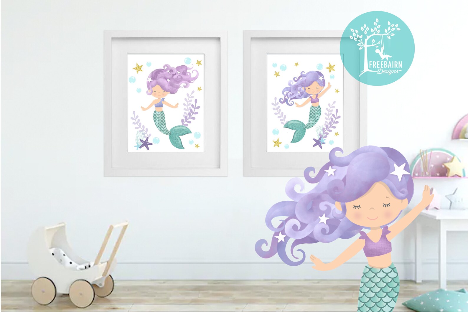 Purple Mermaid Prints Set Set of 2 Mermaid Printable Wall - Etsy Canada