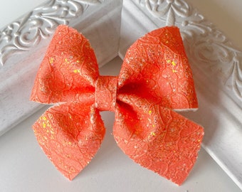Orange Lace Leather // Fir Hairbow
