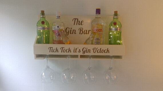Gin Bar Shelf Mini Bar Glass Holder Wall Mounted Wooden Etsy