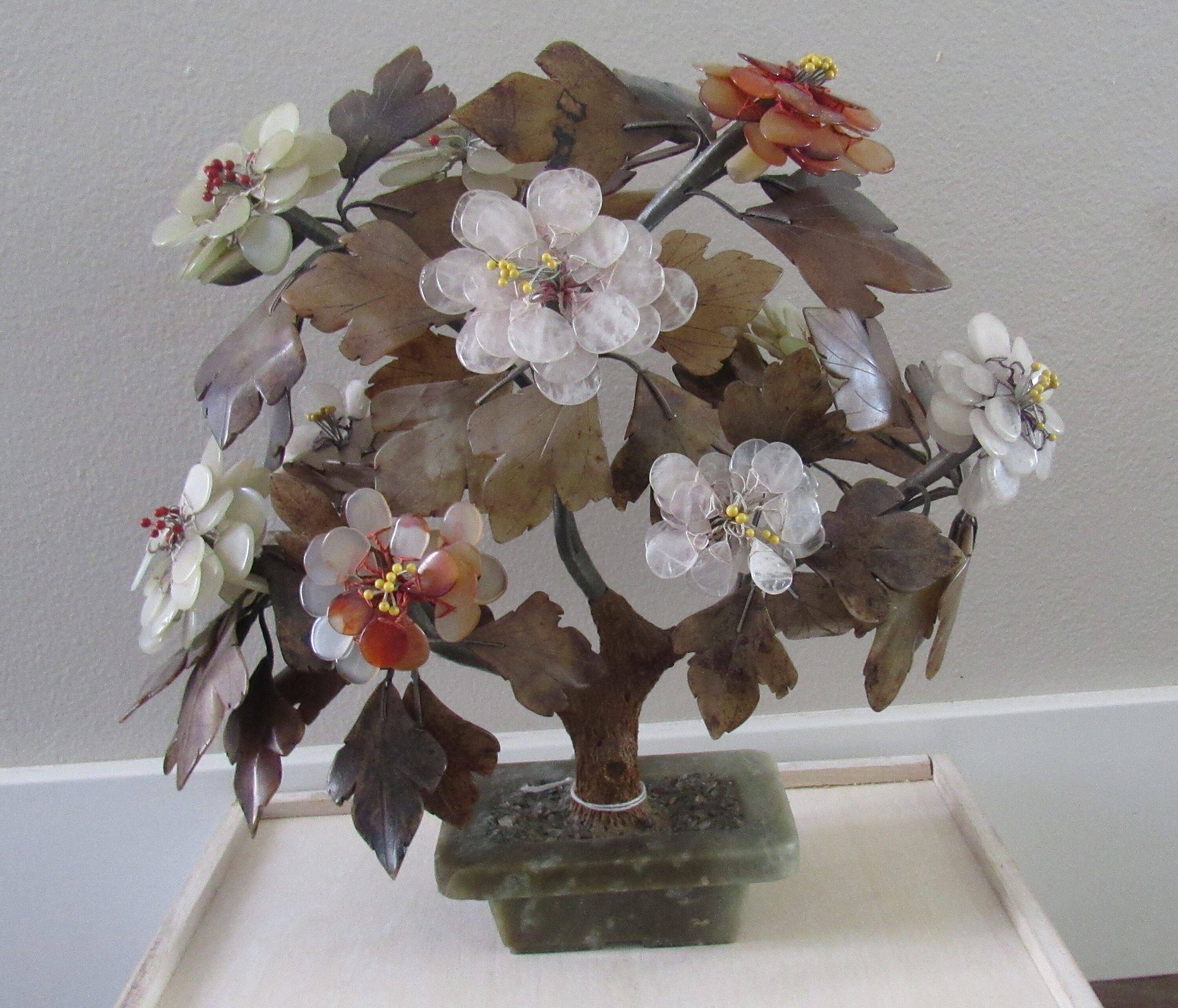Vintage Jade Semiprecious Stone & Glass Bonsai Tree Etsy